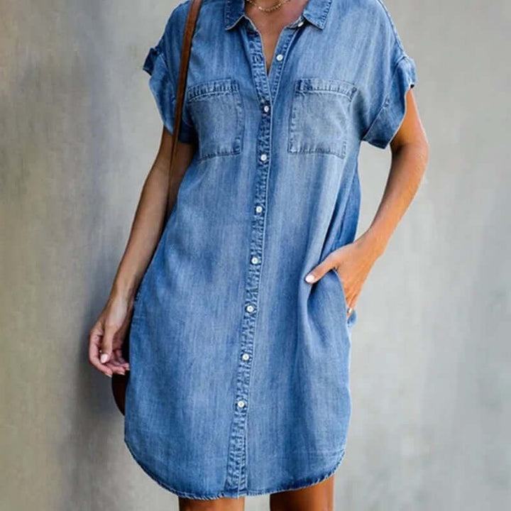 Sienna™ - Elegante Denim-jurk met Buikbedekking
