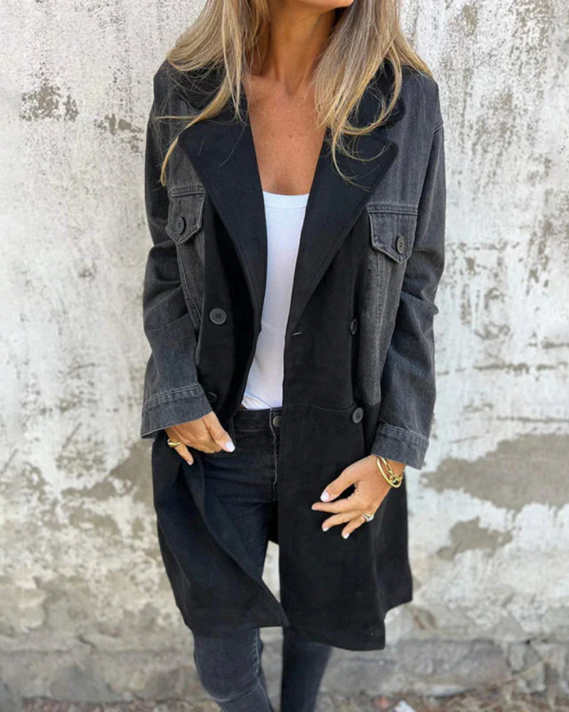 Sarah™ - Denim en camelkleurige jas