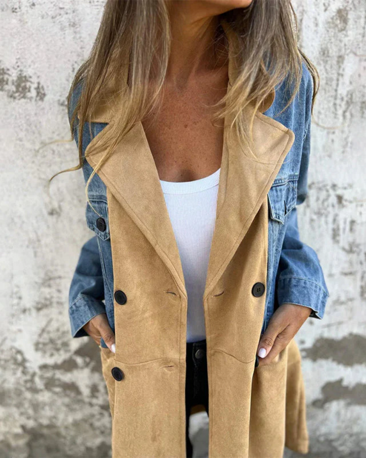 Sarah™ - Denim en camelkleurige jas
