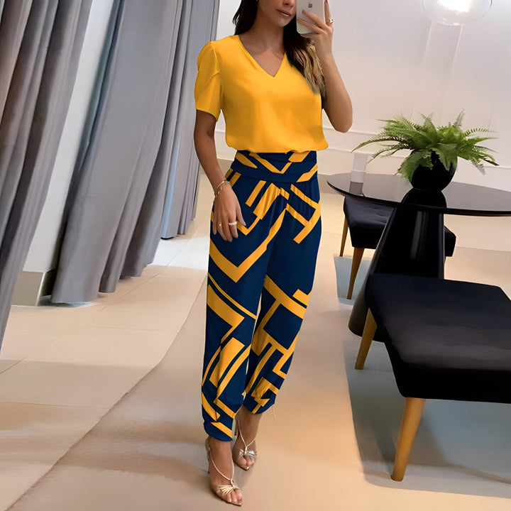Nora™ - Modieuze Blouse- en Broekenset met Buikbedekking
