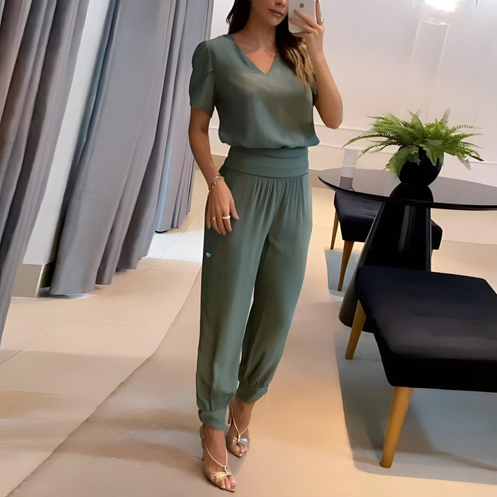 Nora™ - Modieuze Blouse- en Broekenset met Buikbedekking