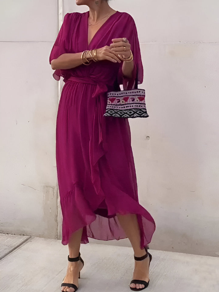 Saskia™ | Chiffon jurk met V-hals