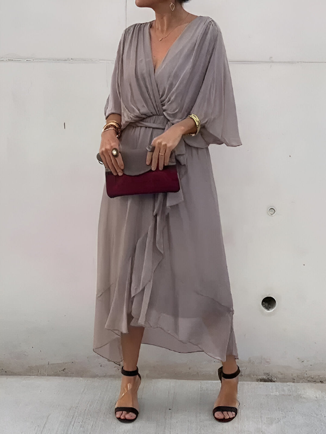 Saskia™ | Chiffon jurk met V-hals