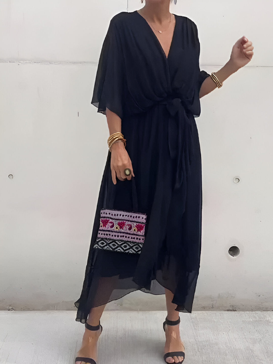 Saskia™ | Chiffon jurk met V-hals
