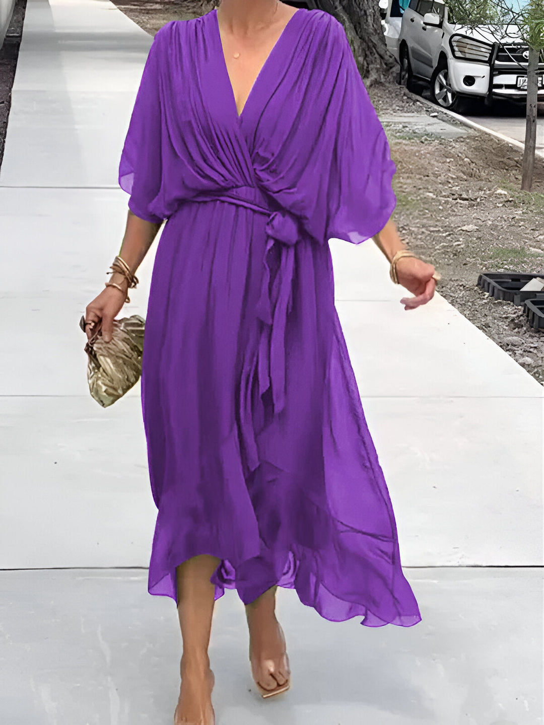 Saskia™ | Chiffon jurk met V-hals