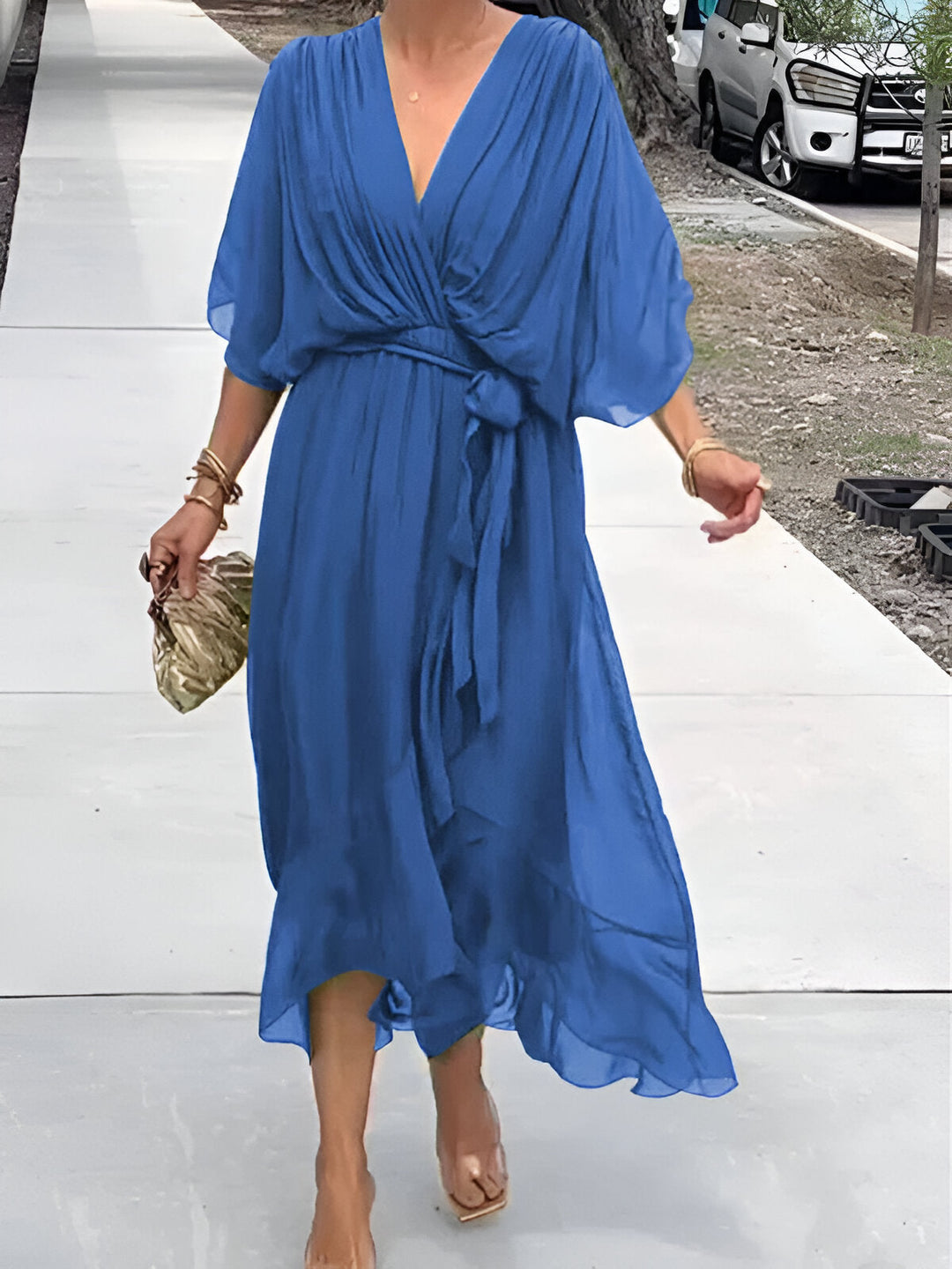 Saskia™ | Chiffon jurk met V-hals