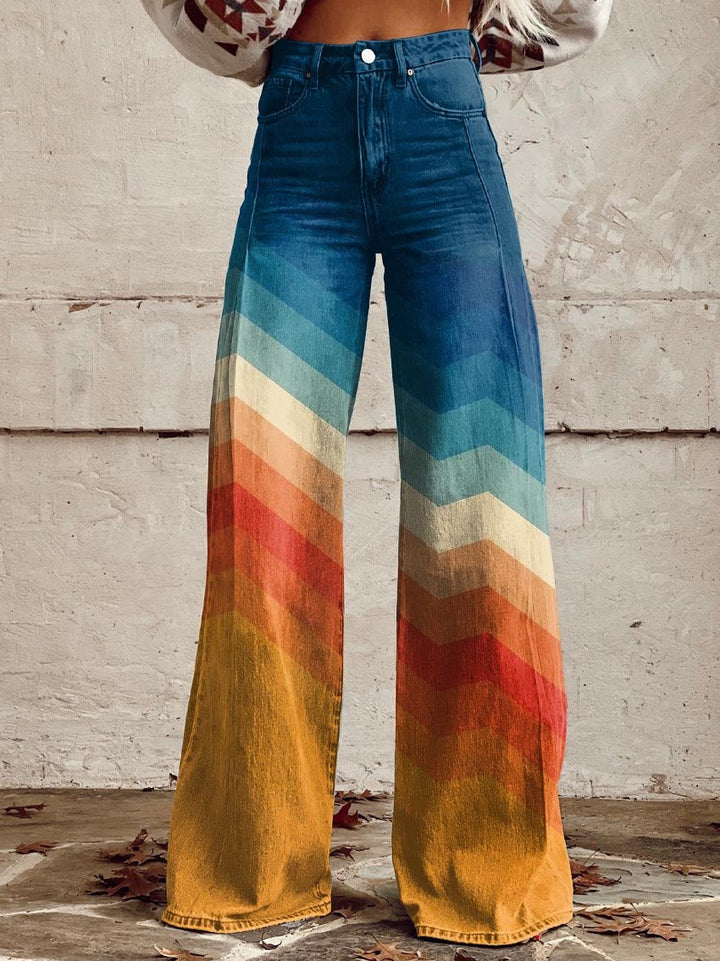 Stella™ - Retro Chevron wijde Broek