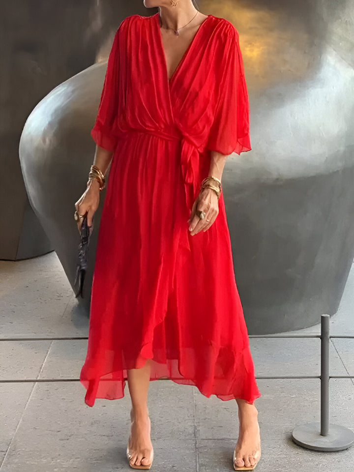 Saskia™ | Chiffon jurk met V-hals