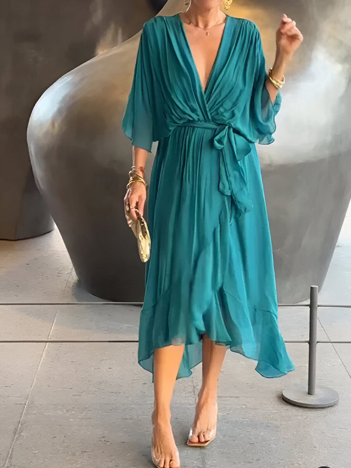 Saskia™ | Chiffon jurk met V-hals