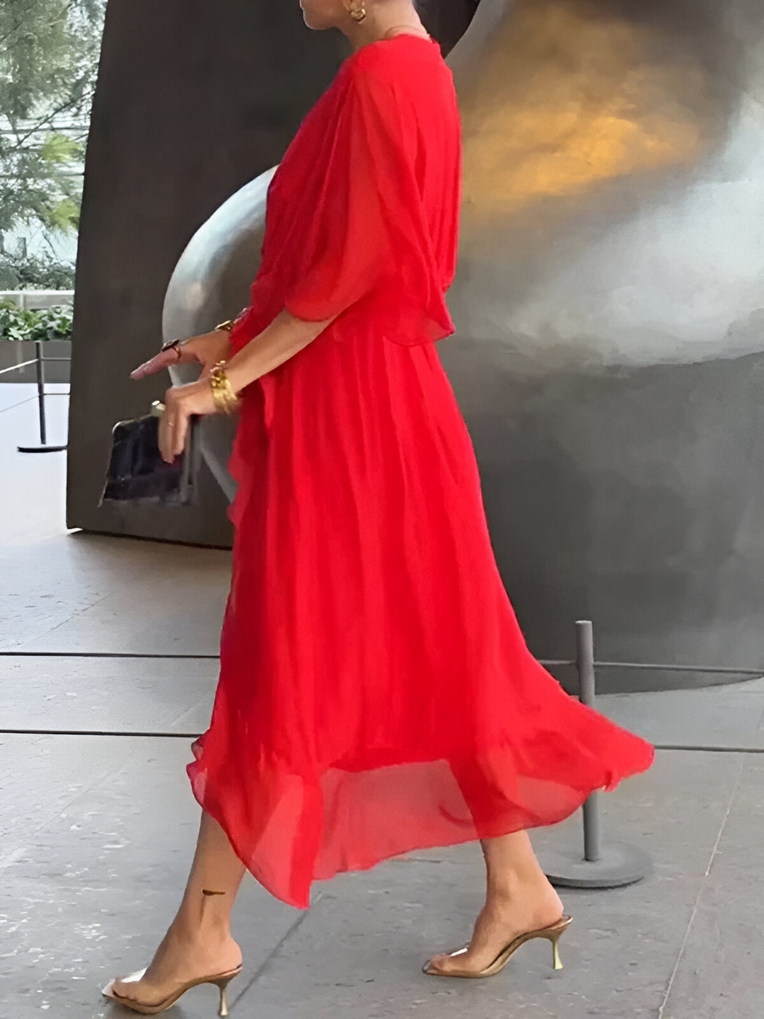 Saskia™ | Chiffon jurk met V-hals